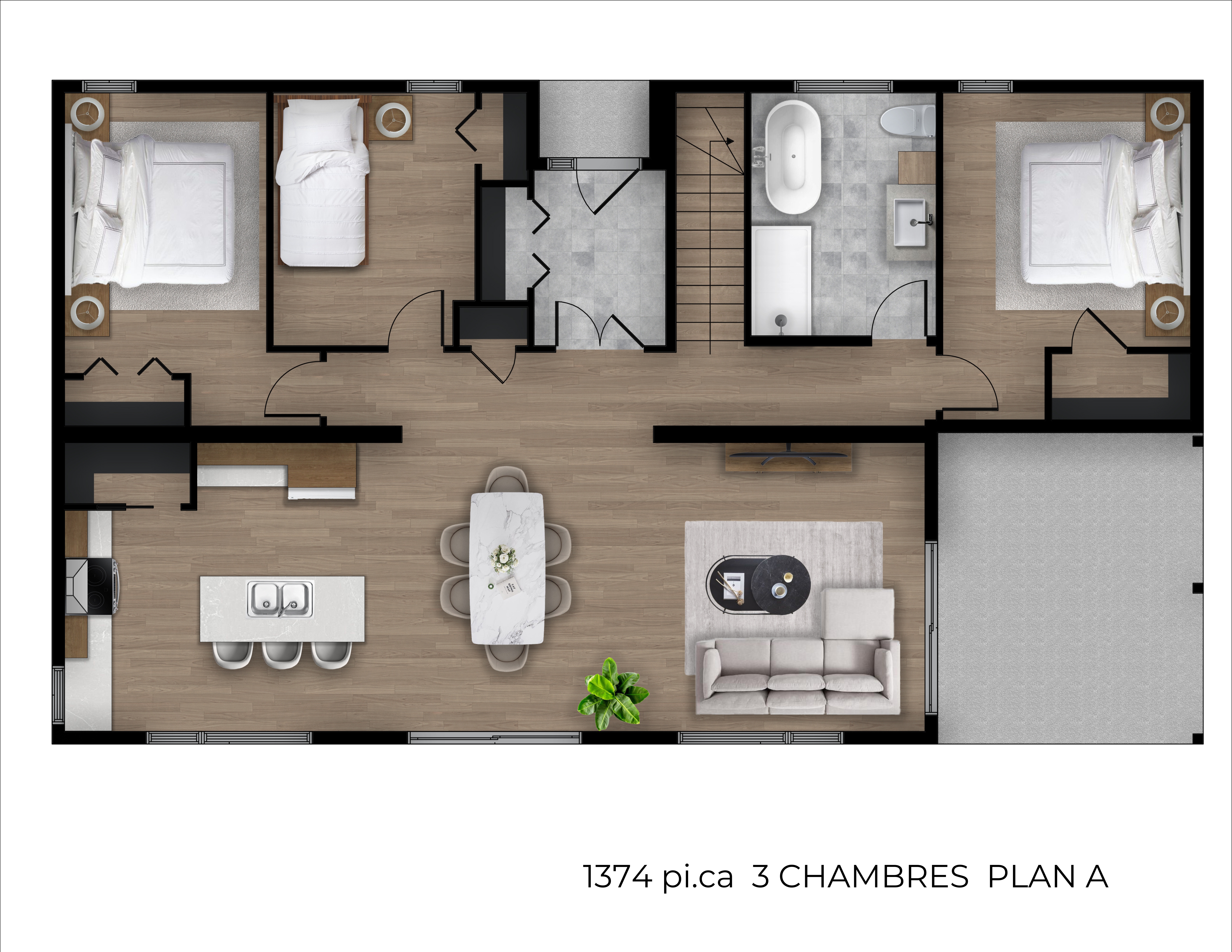 Monterey 1374 3 Chambres Plan A