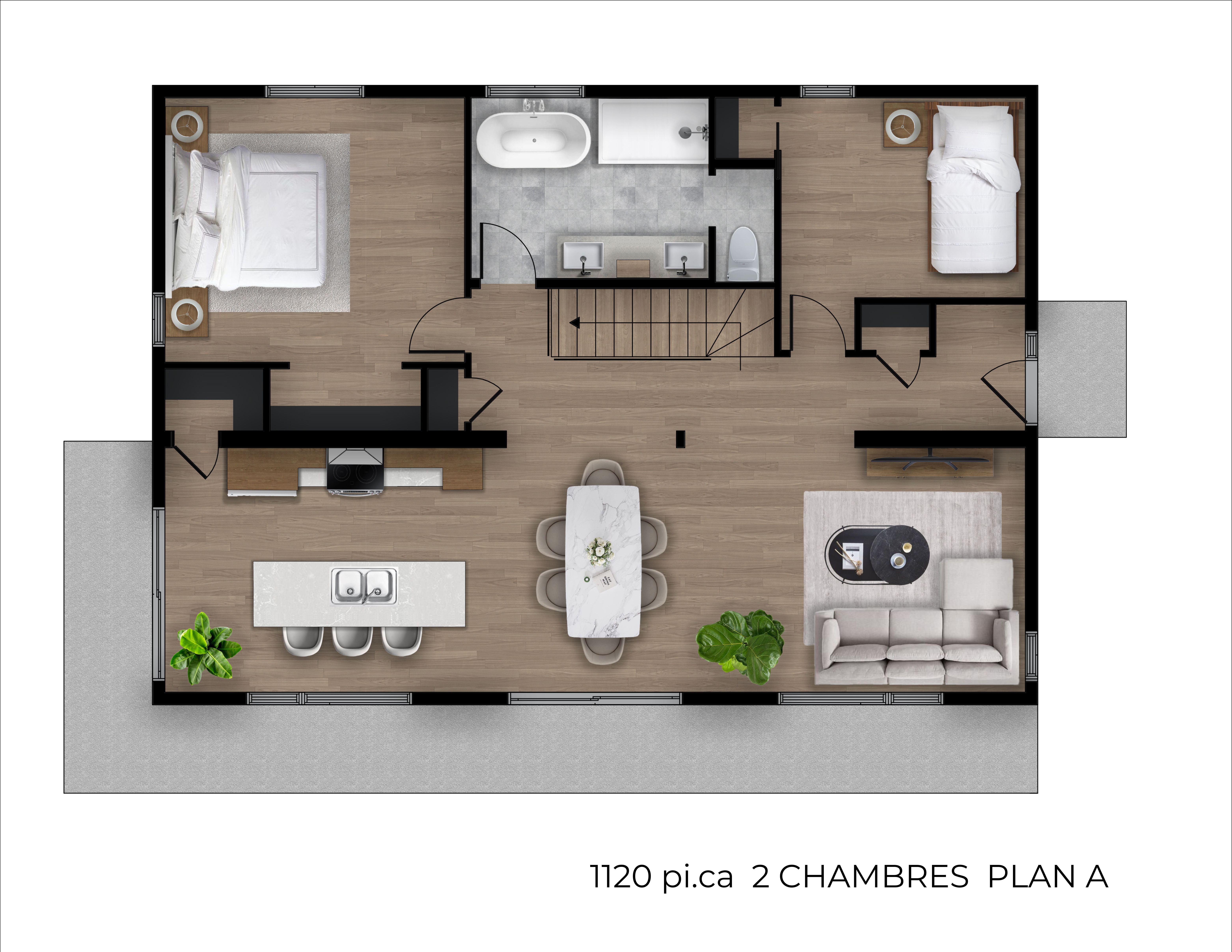 Monterey 1120 2 Chambres Plan A